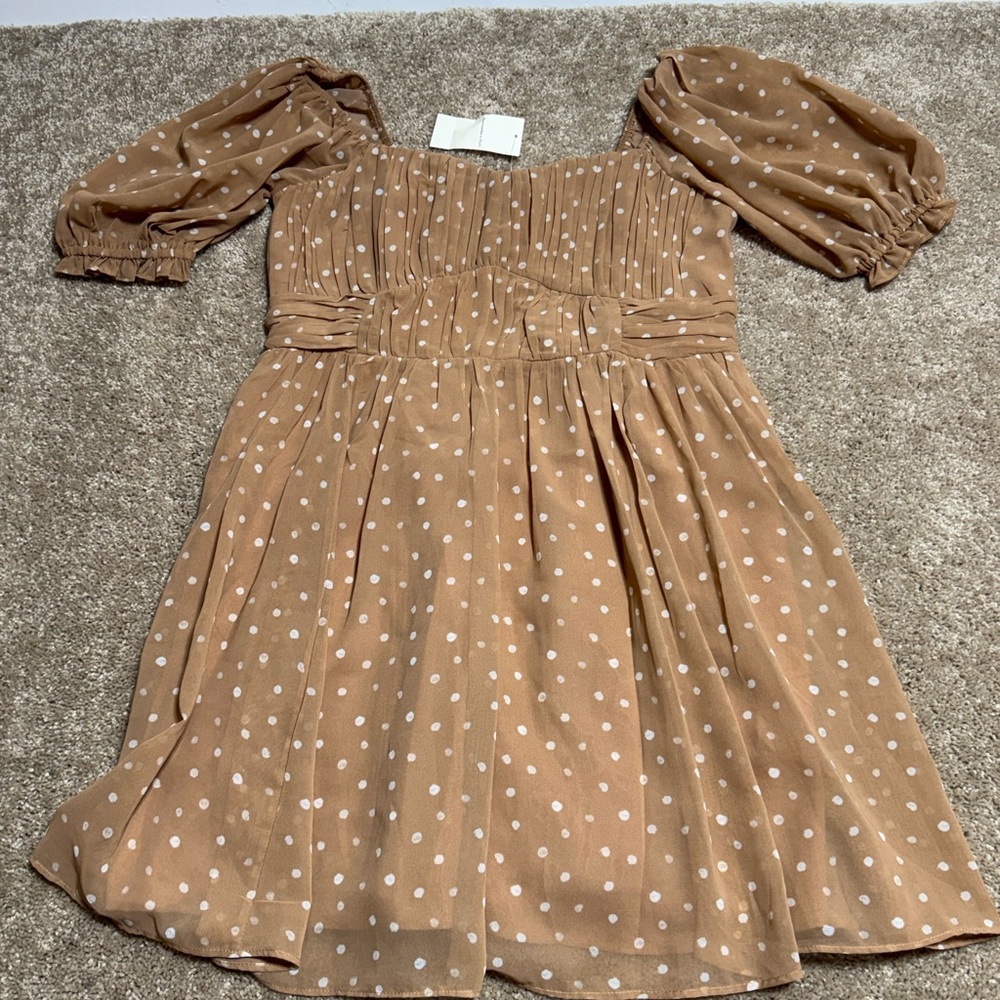 Abercrombie & Fitch Tan Polka Dot Mini Dress